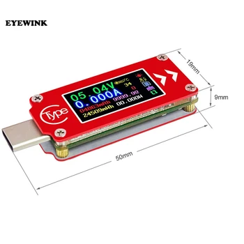 TC64 Tips-K krāsu LCD USB Voltmetrs ammeter spriegums strāvas mērītāja multimetrs akumulatora PD maksas power bank USB Testeris