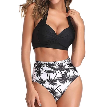 Sexy Augsta Vidukļa Peldkostīms Sievietēm, Plus Lieluma Pavada Bikini Beachwear 2020. Gadam Pavada Ruched Peldkostīmi Vēders Kontroles Biquini peldkostīms