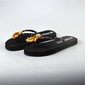Gadījuma Pludmales Flip-flops Sievietēm Ziedi Dzīvoklis Sandales Atvērtu Purngalu neslīdoša Flip-flops Dāmas Soft-vienīgais Āra Modes Sandales