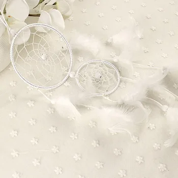 MEMOSTO Dreamcather Balts divu gredzenu sapņu lamatas mājas apdare dekorēšana, kāzu dekorēšana spalvu amatniecības fengling kulons dāvanu