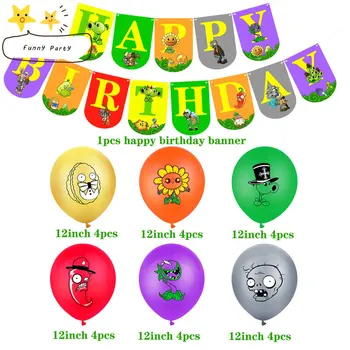 32Pcs/Set Pulkvedis-puse, Augi VS Zombies Baloni ar Kūka Topper Banner Happy Birthday Bērnu Duša Puse Piegādēm Rotājumi