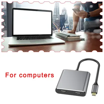C tipa HDMI-savietojams Adapteris 4K USB C līdz Dual HDMI saderīgu USB 3.0 PD Maksas Ports USB-C Pārveidotājs Kabelis MacBook Samsung