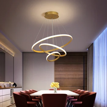 Mūsdienu Led Lustras Loka, Black Gold White LED lampas Apgaismojums Dzīvojamā istaba, Ēdamistaba, Virtuve Gaismas luksusa chandelie