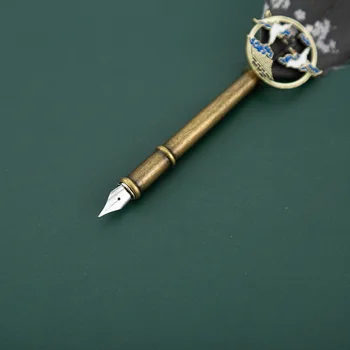 Ķīniešu Stila Baltās Dzērves Spalvu Pildspalvu Dāvanu Kastē Vintage Fountain Pen Dip Pildspalvu Uzvalks Ar Melnu Tinti Brīvdienu Ziemassvētku Dāvana Dāvanas