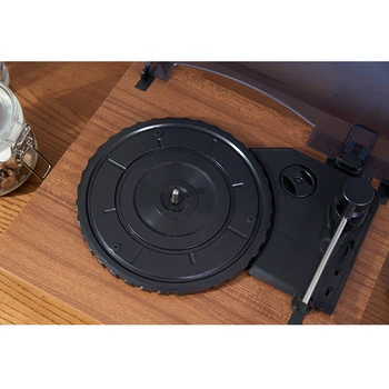 Mini Bluetooth Skaļrunis Vinila Atskaņotājs Noderīgu Vintage Phonograph Atskaņotāji Piliens Kuģniecības - Sarkankoka Krāsa