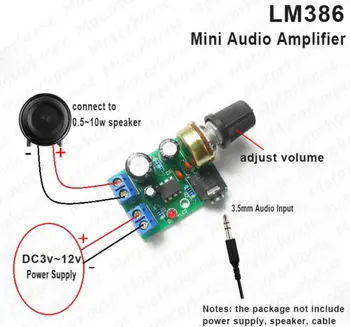 5gab LM386 Audio HIFI Jaudas Pastiprinataju Valdes DC 3 V ~ 12V-5v, Mini AMP Moduli, 3,5 mm jack