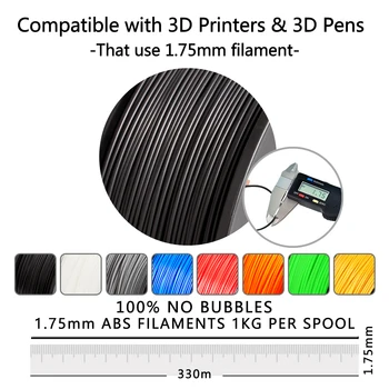 SUNLU ABS 3D Printeri Pavedienu abs Pavedienu 1,75 mm 1KG 3D Pildspalva pavedienu Zemu Smaku Izmēru Ķīmiskā izturība