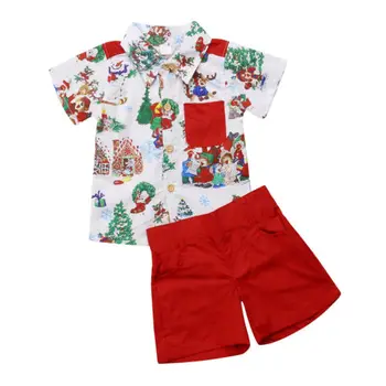 Gadījuma Ziemassvētki Zīdainis, Mazulis Baby Boy Īsām Piedurknēm Ziemassvētku T Krekls Top+Šorti Bikses Atdzist Apģērbs Apģērbu Komplekts 0-5 Vasaras