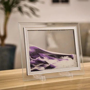 3D Dinamiskais, kas Plūst Smiltis Smilšu Gleznu Caurspīdīgs Stikls Rāmja Rasējums Ainavu, Mājas Dekoru, Dāvanas, Biroja FP8