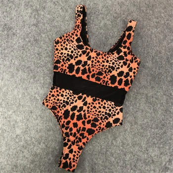 GNIM Augsta Vidukļa Leopard Peldkostīms Sievietēm Viens Gabals Sexy Acs Bikini 2020. Gada Vasaras Beachwear Peldkostīmi Sieviešu Bodysuit Jaunas