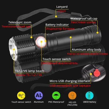 USB Uzlādējams LED Velosipēda gaisma Super Spilgti Velosipēds gaismas Indukcijas Pogu Ūdensizturīgs Lāpu 3 Režīmu Zoomable 18650 lukturīti