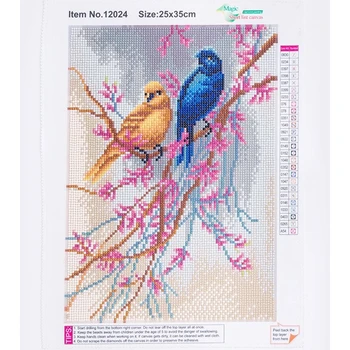 5D AB Dimanta Krāsošana Augstas Kvalitātes Kristālu Izšuvumi Putnu Pāris, Pār Koku Cross Stitch Mozaīkas Beadwork Komplekts Mājas Mākslas Dekori