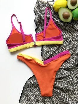 Ellolace Kontrasta Krāsu Bikini Ir 2021. Deep-V Sieviešu Peldkostīmi Vasaras Atsevišķu Peldkostīms Bikini Feminino Peldēšanas Tērps Sievietēm
