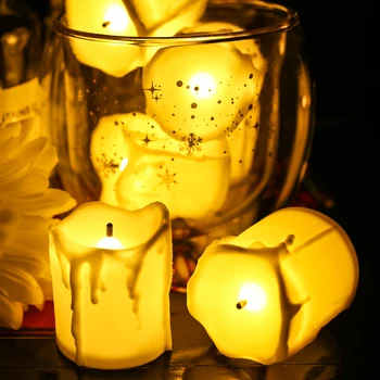 Flameless Sveces Ar Bateriju Darbināmas Led Tealight Mazo Ar Elektrisko Mirgo Liesmas Labākais Romantisks Dekoru Silti Balta/Dzeltena