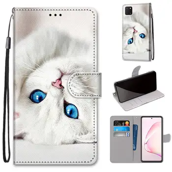 Case For Samsung Galaxy Note 10 Lite A81 M60s SM-N770F Flip Case Ādas Maks Kaķis Dzīvnieku Ziedu Grāmatu, Tālruņa Vāciņu Note10 Lite