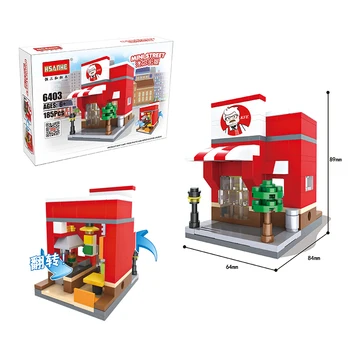 Kawaii Mini Iela, Pilsēta, 3D, Mazumtirdzniecības Veikals, Kafejnīca Apple Mini Veikals KFCE Klasiskās Izglītības Celtniecības Bloku Rotaļlietu Zīmols Pilsētas