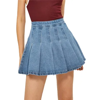 Džinsa Mini Svārki Sievietēm Ar Augstu Vidukļa Kroku Svārki, Elegantas Modes Dāmas Streetwear Puse Kluba Meitene Apģērbs
