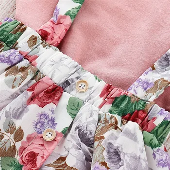 Jaundzimušā Bērna Baby Meiteņu Apģērbu Komplekti, No Kokvilnas Ziedu Drukāt Vasarā Rozā Romper Topi+Zeķu Svārki Baby Meiteņu Drēbes Jaunas 2019