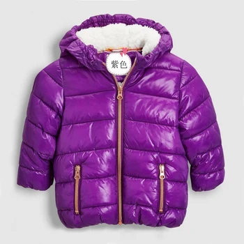 Bērnu jaka augstas kvalitātes dizains polsterēts mētelis Zēnu un meiteņu ziemas tīrtoņa krāsu purpura rozā šie kapuci rāvējslēdzēju jaka