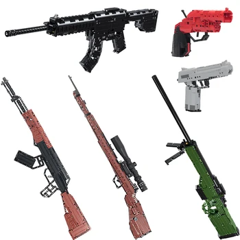 Tehnikas Sērijas Pistoles Shot Gun Var Uguni Aizzīmes Kopumu, Celtniecības Bloki, Ķieģeļu Uzstādīt Ieroci Rotaļlietas Zēniem Dāvanas