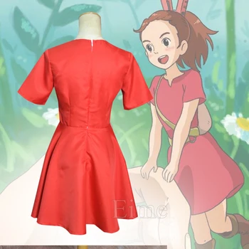 Hayao Miyazaki Filmas Par Slepeno Pasaules Arrietty Cosplay Tērpu Halloween Karnevāls Sarkana Kleita Sievietēm un Bērniem Pasūtījuma