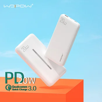 WOPOW Power Bank 20000mAh Portatīvo Lādētāju Poverbank par Xiaomi PD20W QC3.0 Ātri Uzlādēt Powerbank 10000mAh Ārējo Akumulatoru