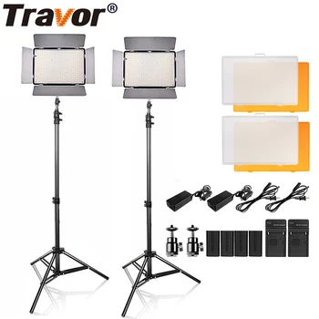 Travor 2 in1 TL-600S LED Video Light kit 3200K 5500K studijas gaismas /kamera videokamera ar gaismas 4gab NP-F550 akumulatoru un soma