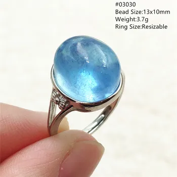 Patiesi un dabiski Zilas Akvamarīns Ring Crystal Clear Apmalēm Regulējamu Gredzens 925 Sudraba Taisnstūra, Ovālas Gredzenu AAAAA Piliens Kuģniecība