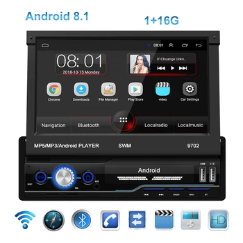 7 Collas Universālais 1 Din Auto Radio Stereo Saņemt GPS Navigācijas 1G+16.G Grozāms Ekrāns, Multimediju Atskaņotājs ar Android 8.1