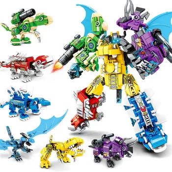 6 1 Transformācijas Dinozauru Dragon Knight Celtniecības Bloki Apgaismo Rotaļlieta Bērniem, Ķieģeļu Rotaļlietas Zēns Draugiem 649pcs+