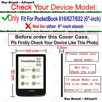 Ultraslim flip pu ādas Vāciņš Gadījumā Pocketbook 616/627/632 Ereader kritums izturība korpusa magnēts auto miega aizsardzības plēves