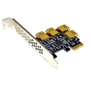 4 USB3 Pieslēgvietu.0 Stāvvadu Kartes Zelta PCI-E 1 līdz 4 PCI Express 16X Slots Ārējās Adapter PCIe Portu Reizinātājs Karti BTC Ieguves