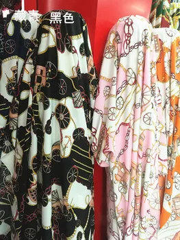 Klasiskās Modes Šifona Apdrukāta Auduma, Japāņu, korejas, Eiropas un Amerikas Kleita Top Šalle Ilgi Svārki, DIY Šūšanas Audums