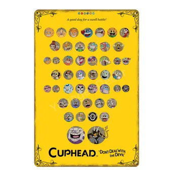 Video Spēle Funko Pop Cuphead Metāla Plakātu Mugman Velns Leģendārais Biķeri Sienas Art Print Skārda Zīmes, Mājas Dekors Bērniem Dāvanu YD045