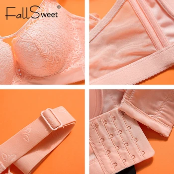 FallSweet Plus Lieluma Krūšturi Sievietēm Pilnīgu Pārklājumu Push Up Krūšturis Sexy Mežģīņu Bralette C D E Kausa Dāmas Brassiere Femme