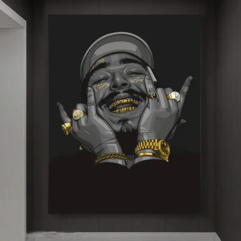 Zelta Gredzens Un Zobu Malone Hip Hop Reperis Zvaigžņu Mākslas Gleznu Plakātu Un Izdrukas Audekls Sienas Attēlu Mājas Dekors Dzīvojamā Istaba