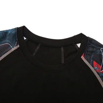 Vīriešu Fitnesa garām Piedurknēm Rashguard funkcionāls t-krekls cilvēks FitnessMMA Valkāt Izdilis seksīga Apakšveļa Kompresijas Krekls