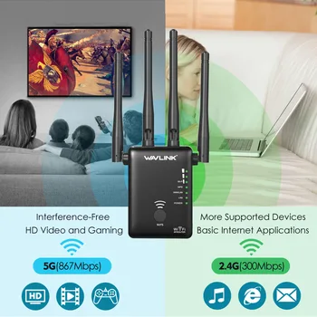 Wavlink WiFi Range Extender Repeater 1200Mbps Signāla Pastiprinātājs 2.4 G + 5Ghz Dual Band wifi Pastiprinātājam Repeater/Bezvadu Piekļuves Punkts