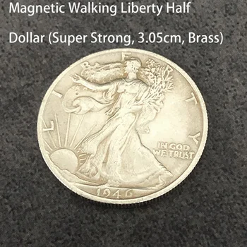 Magnētiskā Pastaigas Liberty Pusi Dolāru (Super Spēcīga, ir 3,05 cm, Misiņš) Burvju Triku Posmā Slēgt Magia Ilūziju Veidojums Prop Magie