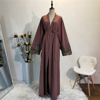 Atvērt Abaya Kimono Kaftan Dubaija Musulmaņu Jaka Kleita, Hijab Abayas Sieviešu Drēbes Musulman Femme Caftan Marokens Islāma Apģērbi