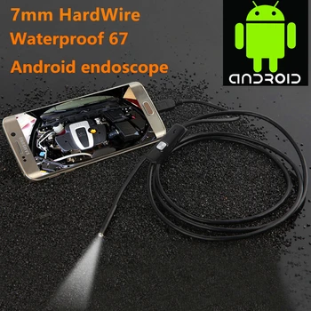 Endoskopu, Kabeļu Cauruļu Kamera 7mm HardWire Ūdensizturīgs Usb Endoskopiskās 6 Led Pārbaudes Automašīnu Detektoru Appareil Foto Par Android