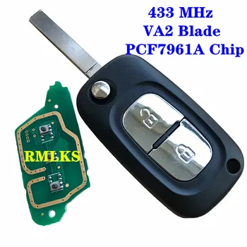 2 Pogas 433MHz PCF7961A ID46 Flip Chip Tālvadības Atslēgu Renault Clio III Clio 3 Kangoo Master Modus Twingo 2006-2016 7701210033