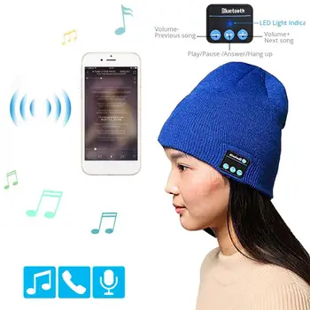 Bluetooth Beanie V5.0 Bluetooth Cepuri Bezvadu Austiņas Beanie Austiņas HD Stereo Skaļruņi Iebūvēts Mikrofons Elektronisko Dāvanas