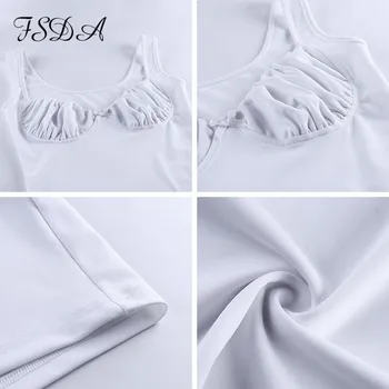 FSDA 2020. gada Vasaras Balta Mini Kleita Bodycon Ruched Black Clubwear bez Piedurknēm Backless Pie Pleca Pusi, Gadījuma Kleitas