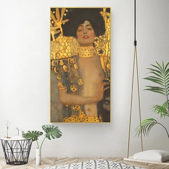 Liels Audekls Mākslas Dekoratīvi Attēli Gustava Klimta Sievietēm Zelta Audekla, Gleznas, Classic Oil Krāsošana Sienas, Attēlus Dzīvojamā Istaba