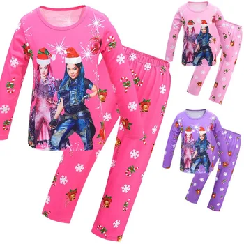 Bērniem meiteņu pidžamas komplekti Pēcteči pidžamas bērnu pijama vitage ragana sleepwear mājas apģērbu Evie Mal pijama uzstādīt Ziemassvētki apģērbi