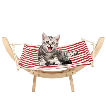 Smieklīgi DIY Samontē Koka Kaķis Guļamtīkls Gultas Mīkstās Vilnas Pet Sega, Paklājiņš Spilvenu Mazs Suns Kaķēns Kāmis Slinks Karājas Šūpoles Kaķis Rotaļlietas