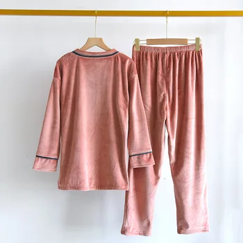 Flaneļa Jaunu Homewear Sieviešu Ziemas Pilnu Piedurknēm Pyjama Sleepwear Pijama Feninino Rudens 2GAB Drēbes Mājās Sievietēm