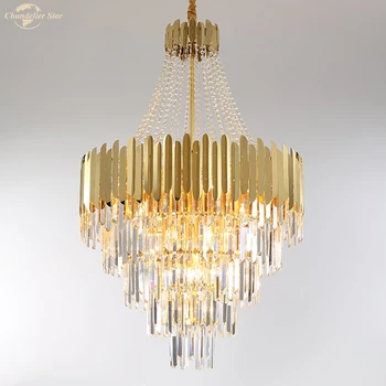 Luksusa Kristāla Lustras Apgaismojums Mūsdienu LED Zelta Iekštelpu Lampas Dzīvojamā Istaba Guļamistaba Virtuves, Ēdamistabas Kāpnēm