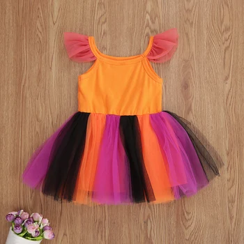 2020. gada Vasaras Baby Meitenes Halloween Tērpi, kas Peld ar Piedurknēm Karikatūra Ķirbju Drukas Kleita Multicolor Acs Kleitas 0-4T Apģērbi